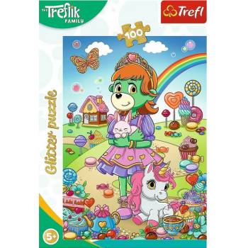 Puzzle 100el z brokatem Rodzina Treflików Trefl 14833